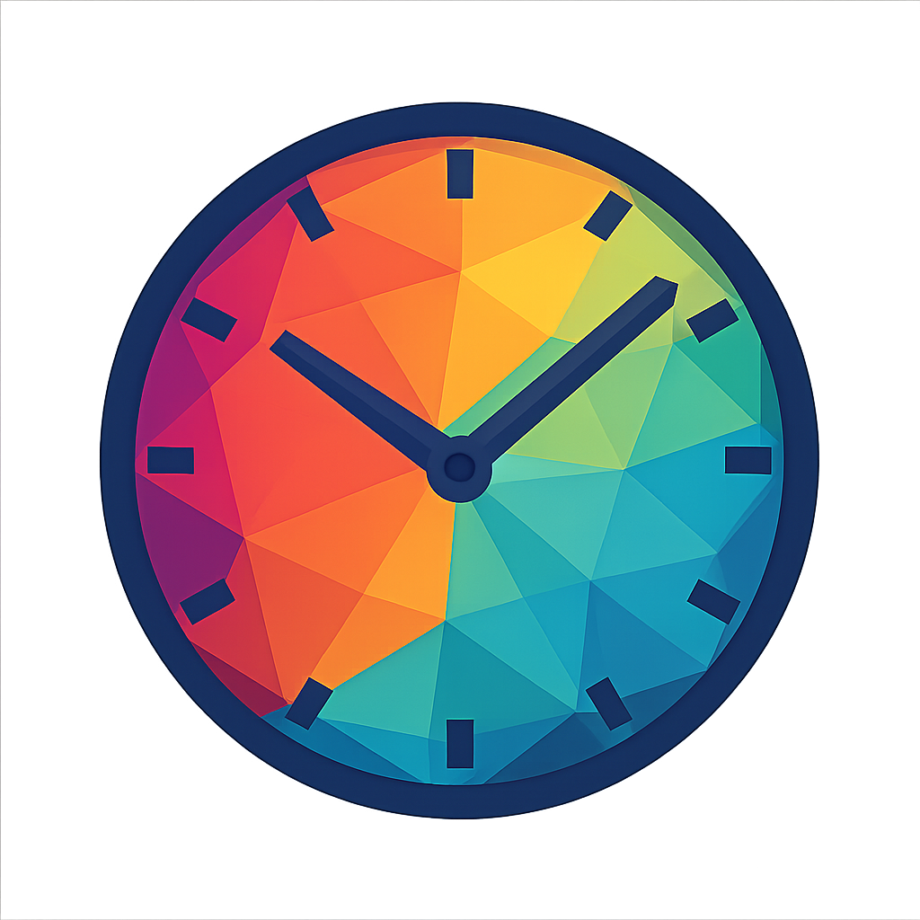 lowpoly Clock logo with no words Make background transparent and add color to make it pop-1
