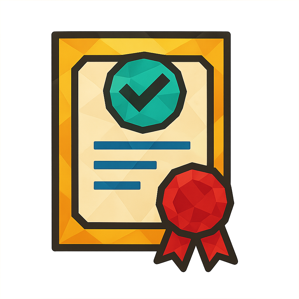lowpoly icon for certificate make the background transparent and add some color to make it pop