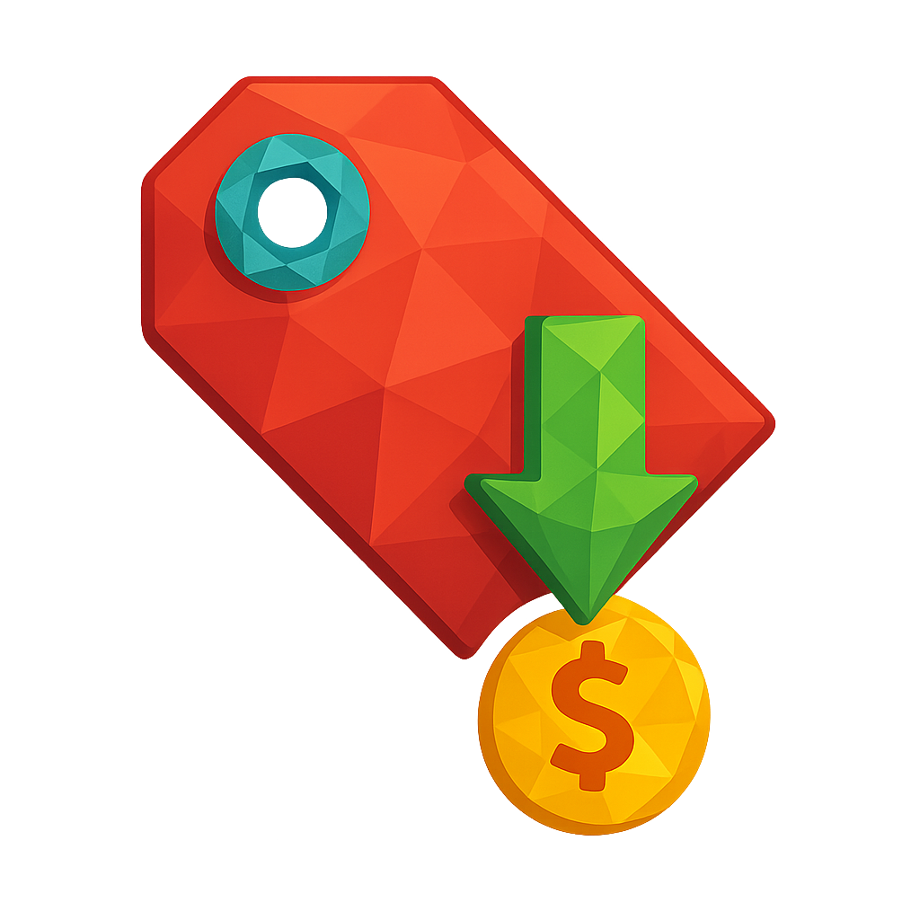 lowpoly icon for low price no words and transparent background add color to make it pop-1